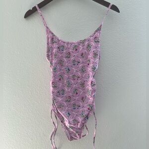 Nobody’s Child NWT Size 4 Pink Floral Ruched One Piece Swimsuit